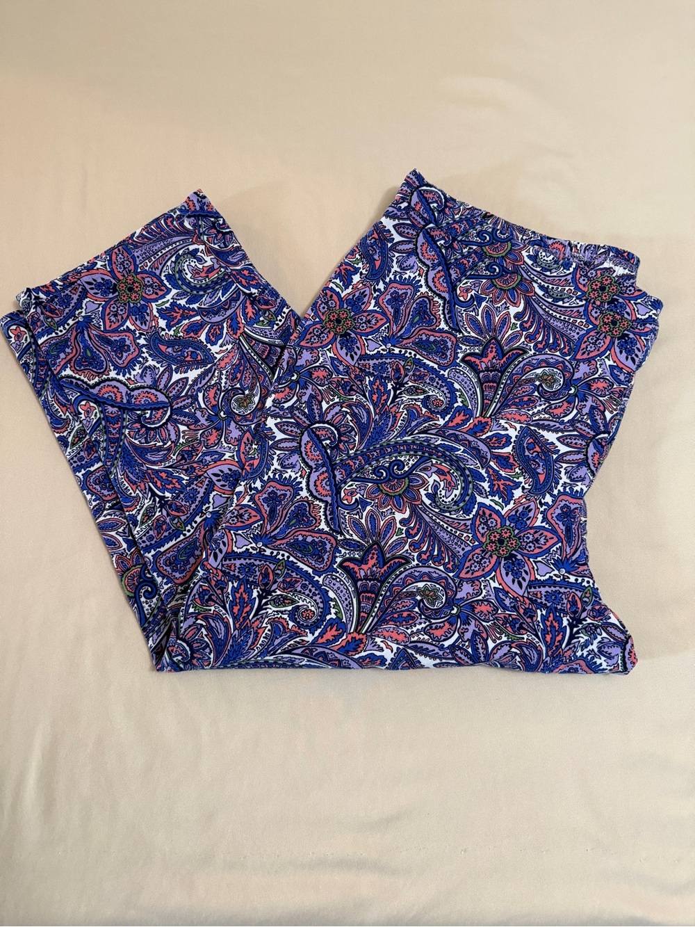 Isaac Mizrahi Live 22WP Paisley Capri Pants Pull On Stretch Plus Size